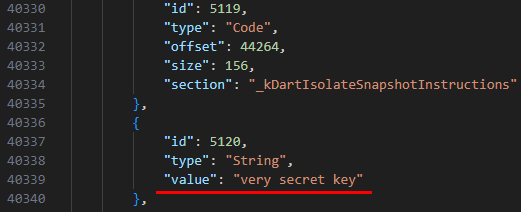 String example in the output of ‘analyze_snapshot’ tool used on the obfuscated snapshot