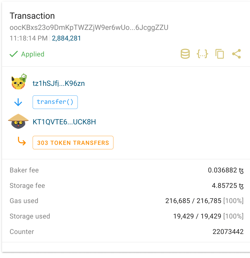 an example of a real Tezos transaction
